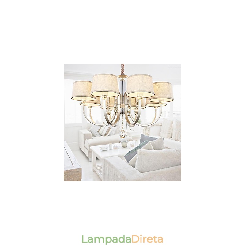 Lustre de Metal Prata Cristal Country