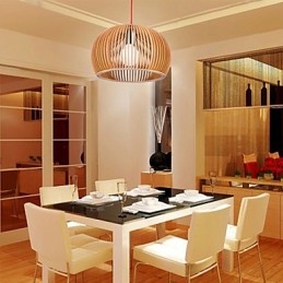 Estilo de design Circular Recurso L Pendente Luz 1 Luz Madeira