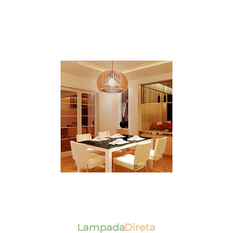 Estilo de design Circular Recurso L Pendente Luz 1 Luz Madeira