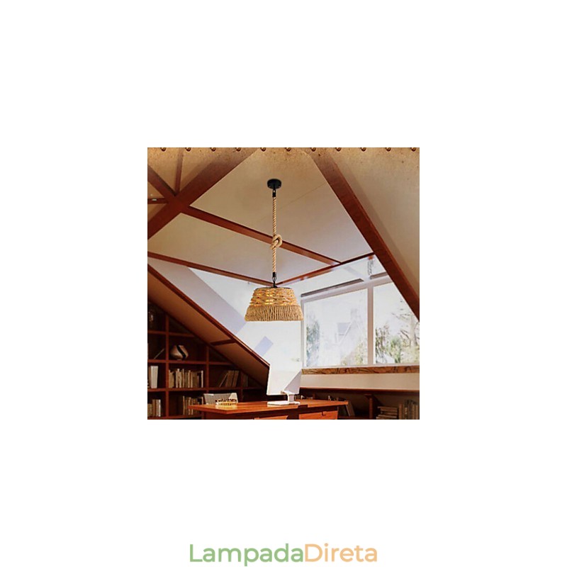 Loft Industrial Wind Creative Nordic Hemp Rope Refeições Lustre Lâmpada