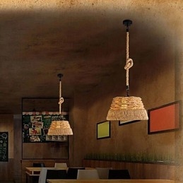 Loft Industrial Wind Creative Nordic Hemp Rope Refeições Lustre Lâmpada