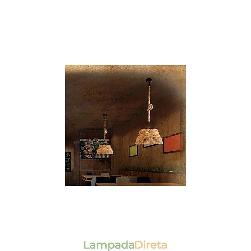 Loft Industrial Wind Creative Nordic Hemp Rope Refeições Lustre Lâmpada