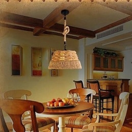 Loft Industrial Wind Creative Nordic Hemp Rope Refeições Lustre Lâmpada