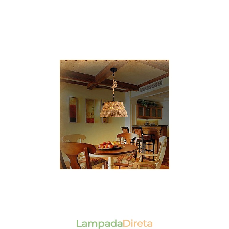 Loft Industrial Wind Creative Nordic Hemp Rope Refeições Lustre Lâmpada