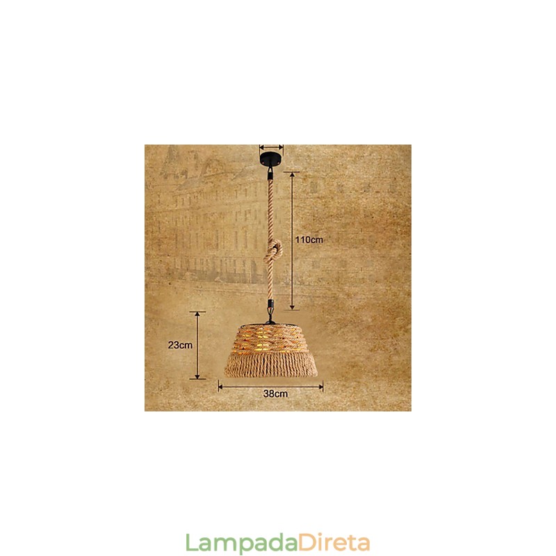Loft Industrial Wind Creative Nordic Hemp Rope Refeições Lustre Lâmpada