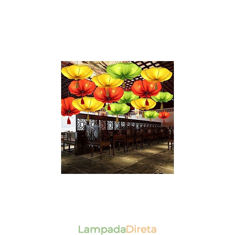 Arte em Tecido Imitação Romântica de Droplight Clássico Sudeste Asiático Lótus Lanterna Lâmpada Luz