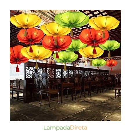 Arte em Tecido Imitação Romântica de Droplight Clássico Sudeste Asiático Lótus Lanterna Lâmpada Luz Arte em Tecido Imitação Romântica de Droplight Clássico Sudeste Asiático Lótus Lanterna Lâmpada Luz