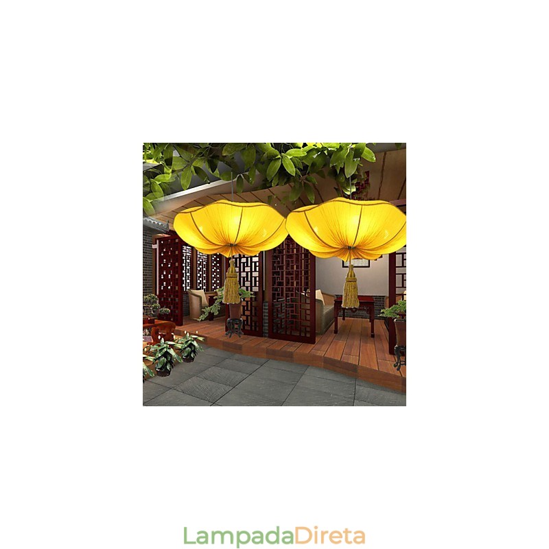Arte em Tecido Imitação Romântica de Droplight Clássico Sudeste Asiático Lótus Lanterna Lâmpada Luz