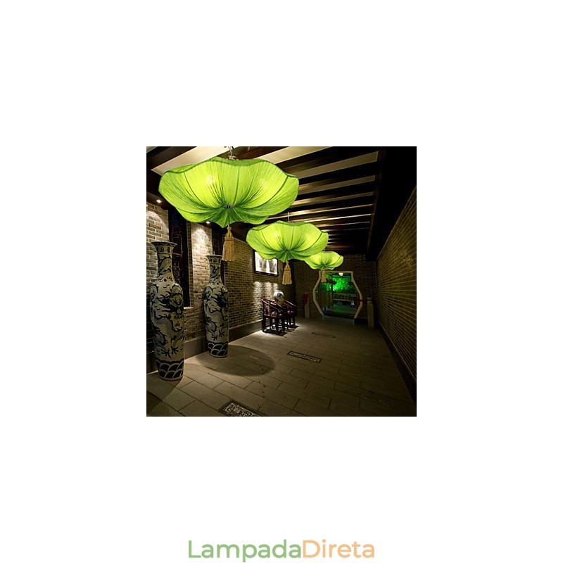 Arte em Tecido Imitação Romântica de Droplight Clássico Sudeste Asiático Lótus Lanterna Lâmpada Luz