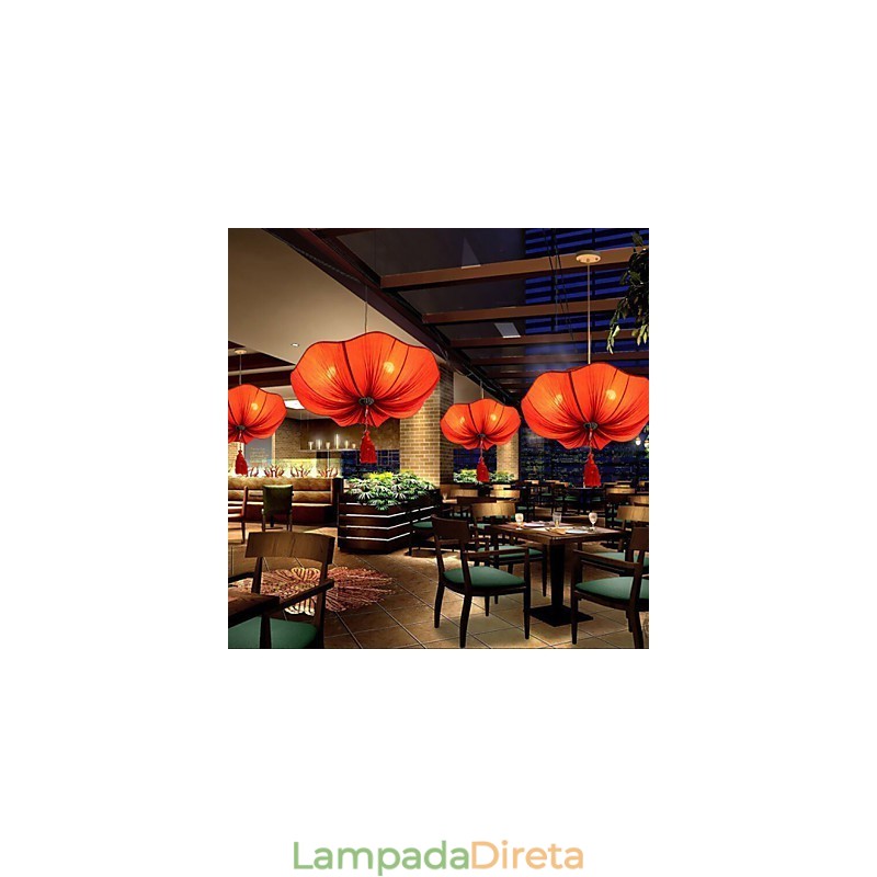Arte em Tecido Imitação Romântica de Droplight Clássico Sudeste Asiático Lótus Lanterna Lâmpada Luz