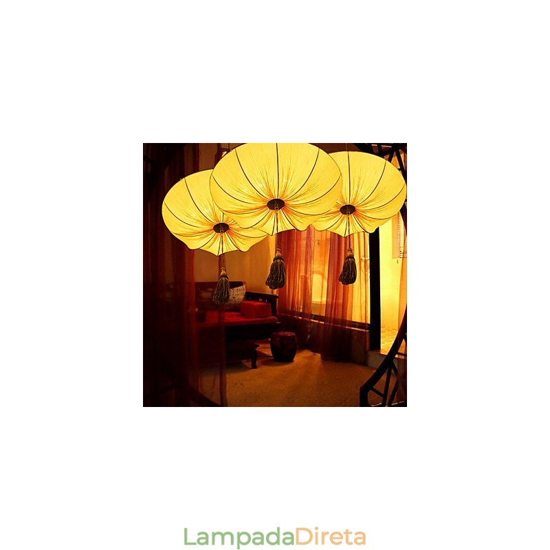 Criativo redondo grande lanterna vermelha folha de lótus festival de casamento pano arte lustre lâmpada luz