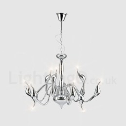 Lustre pendente moderno de metal cromado com 12 luzes Swan