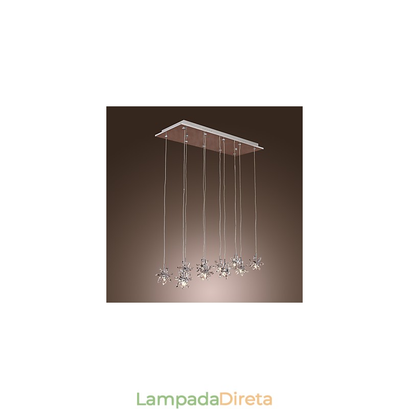 Luminária pendente moderna contemporânea de cristal cromado em metal
