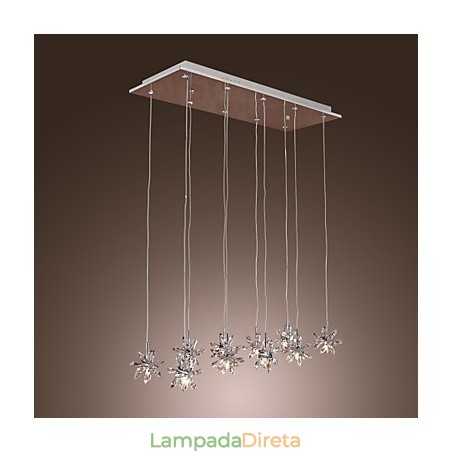 Luminária pendente moderna contemporânea de cristal cromado em metal Luminária pendente moderna contemporânea de cristal cromado em metal