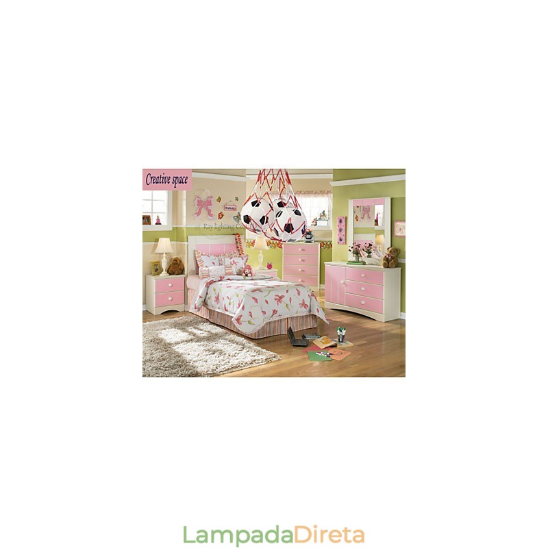 Luminária pendente minimalista moderna de futebol infantil, luzes para meninos, 3 luzes