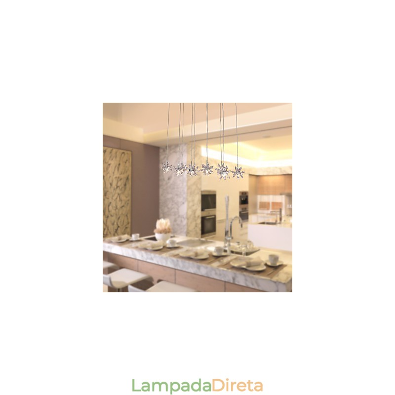Luminária pendente moderna contemporânea de cristal cromado em metal