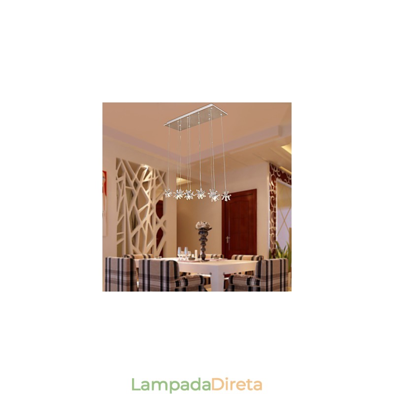 Luminária pendente moderna contemporânea de cristal cromado em metal