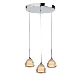 3 Luzes Duas Camadas Pendente Ilha Luz Vidro Crack Cromado Polido