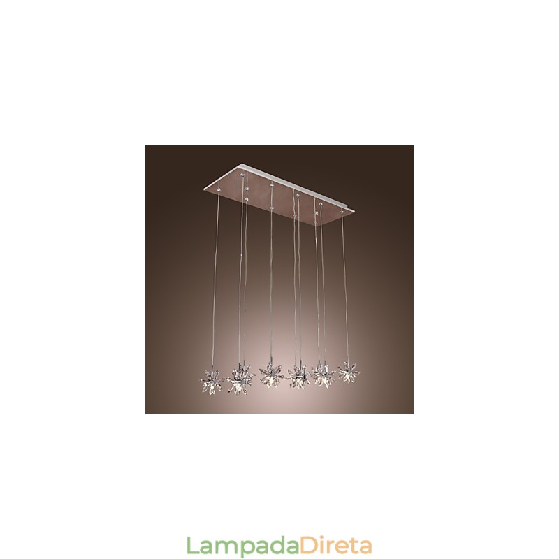 Luminária pendente moderna contemporânea de cristal cromado em metal
