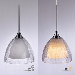 3 Luzes Duas Camadas Pendente Ilha Luz Vidro Crack Cromado Polido