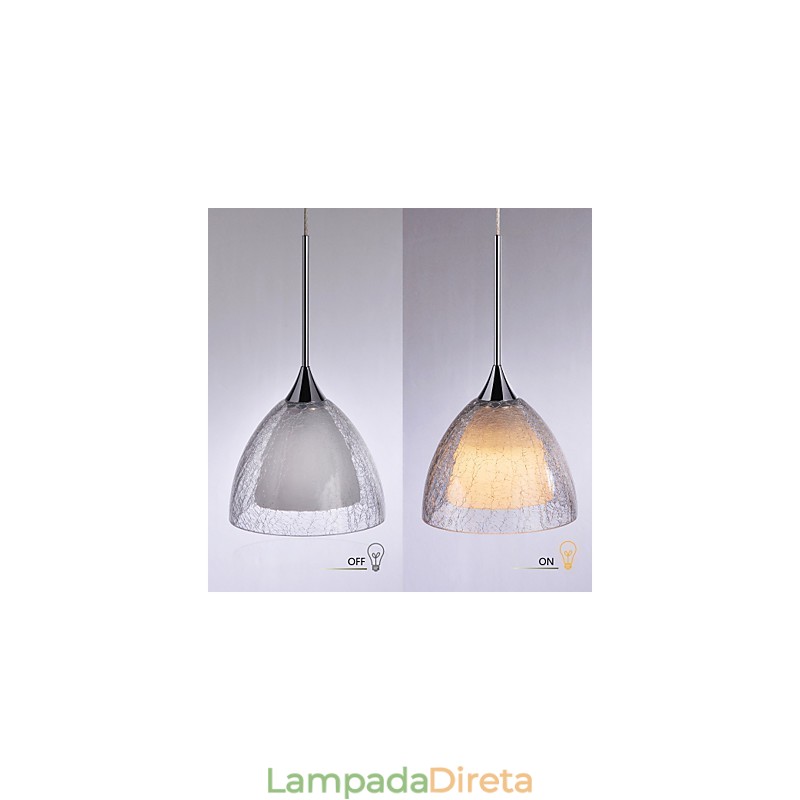 3 Luzes Duas Camadas Pendente Ilha Luz Vidro Crack Cromado Polido