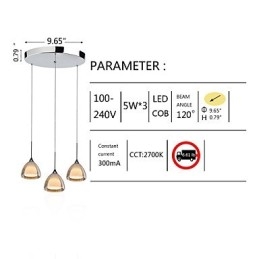 3 Luzes Duas Camadas Pendente Ilha Luz Vidro Crack Cromado Polido