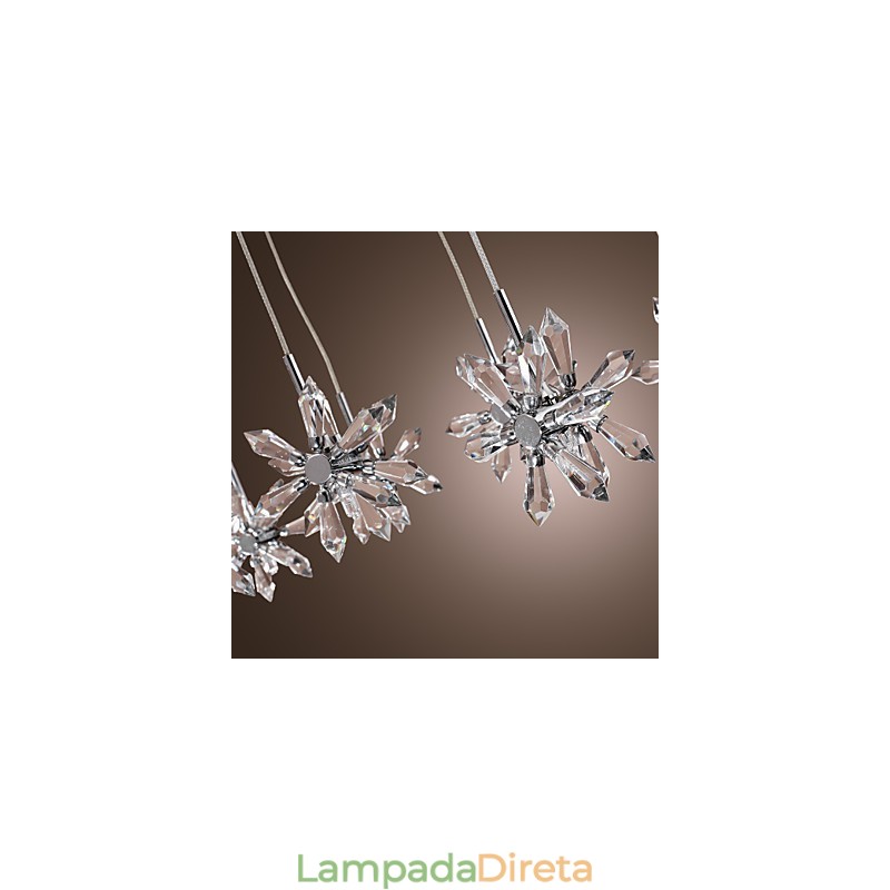 Luminária pendente moderna contemporânea de cristal cromado em metal