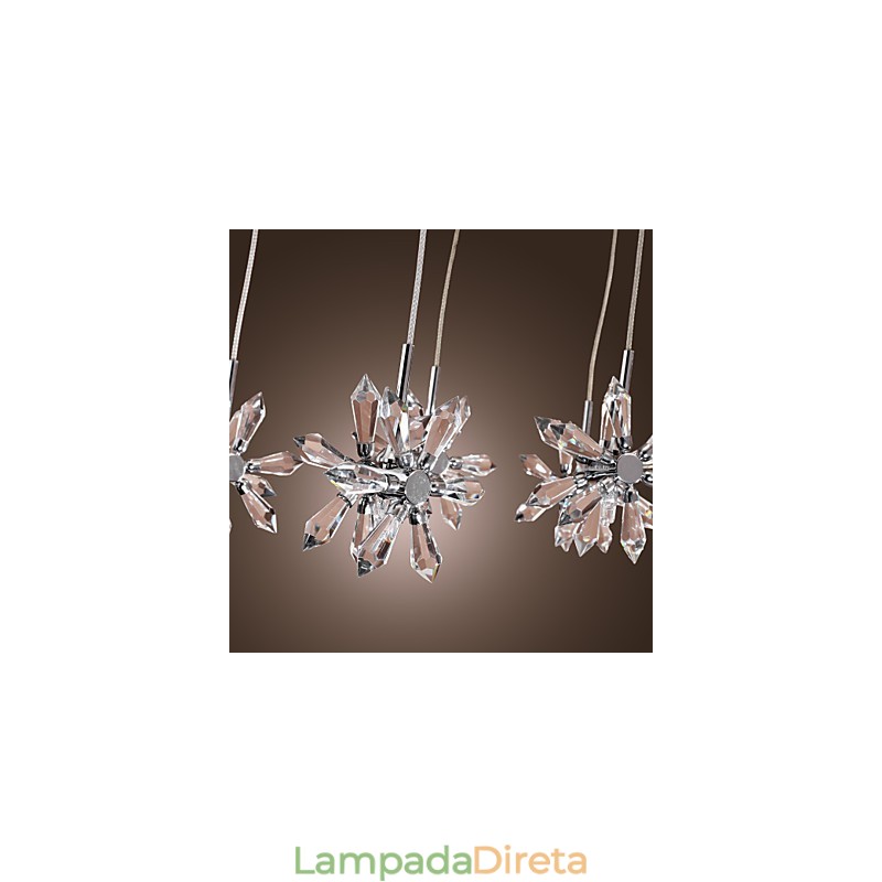 Luminária pendente moderna contemporânea de cristal cromado em metal