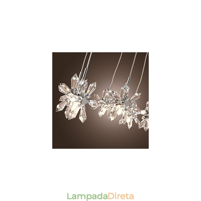 Luminária pendente moderna contemporânea de cristal cromado em metal