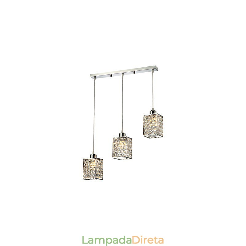 Luminária pendente moderna contemporânea de cristal galvanizado