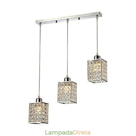 Luminária pendente moderna contemporânea de cristal galvanizado Luminária pendente moderna contemporânea de cristal galvanizado