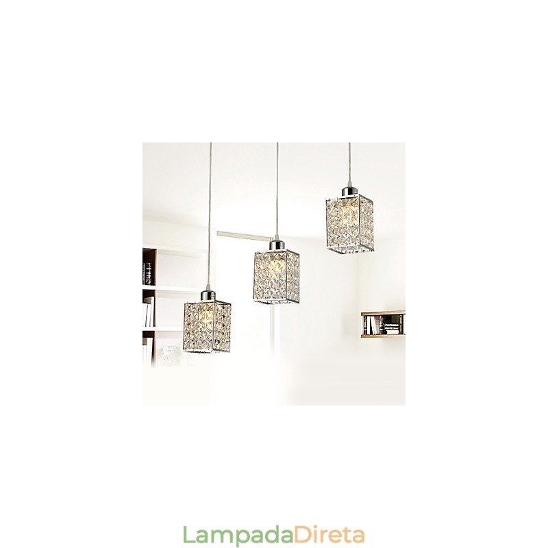 Luminária pendente moderna contemporânea de cristal galvanizado