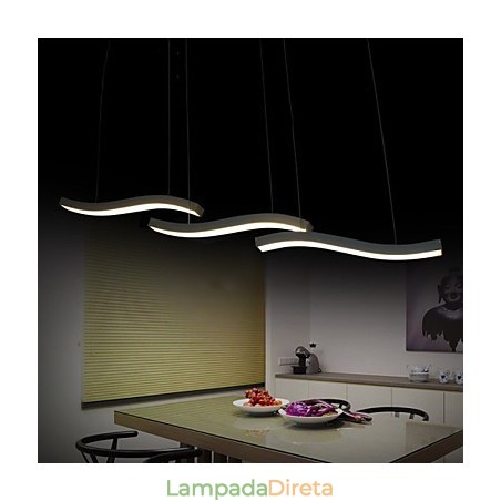 Luminária pendente de acrílico simples com design ondulado e moderno Luminária pendente de acrílico simples com design ondulado e moderno