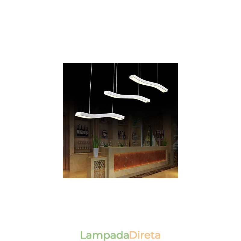 Luminária pendente de acrílico simples com design ondulado e moderno