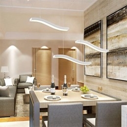 Luminária pendente de acrílico simples com design ondulado e moderno