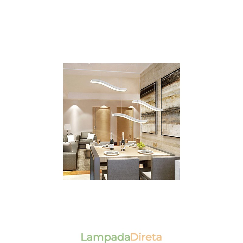 Luminária pendente de acrílico simples com design ondulado e moderno