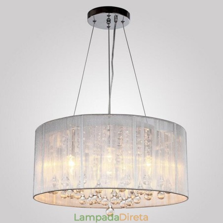 Lustre de cristal cromado clássico tradicional em metal Lustre de cristal cromado clássico tradicional em metal