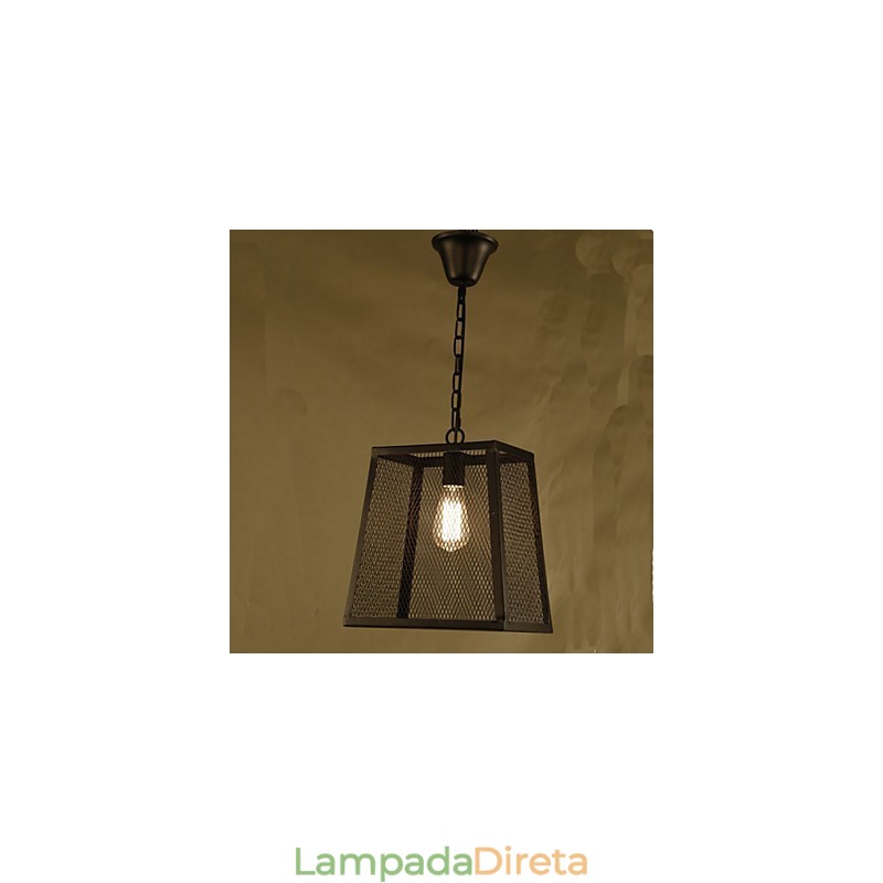 Um lustre de ferro forjado retrô industrial Wind Cafe com cobertura de rede
