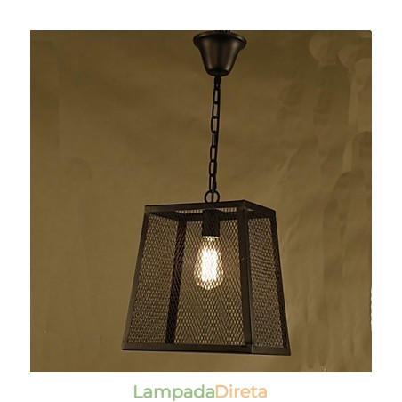 Um lustre de ferro forjado retrô industrial Wind Cafe com cobertura de rede Um lustre de ferro forjado retrô industrial Wind Cafe com cobertura de rede