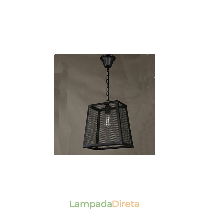 Um lustre de ferro forjado retrô industrial Wind Cafe com cobertura de rede