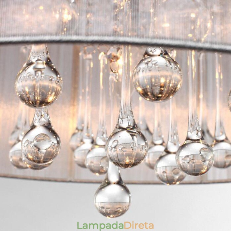 Lustre de cristal cromado clássico tradicional em metal
