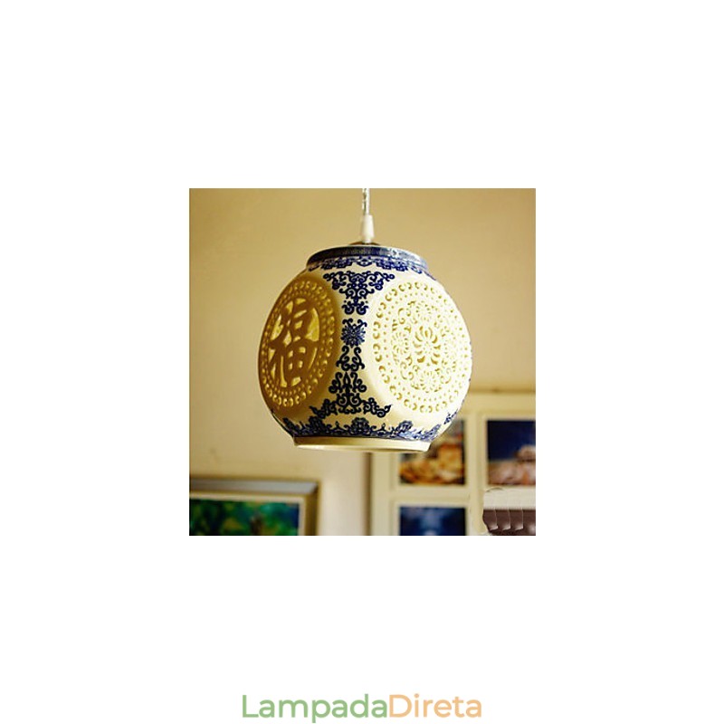 Lâmpada de cerâmica retrô lâmpada escada azul lustre de cabeça única criativo