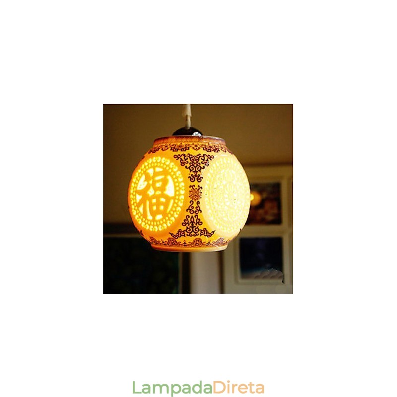 Lâmpada de cerâmica retrô lâmpada escada azul lustre de cabeça única criativo