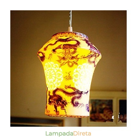 Lâmpada de cerâmica retrô lâmpada escada azul lustre de cabeça única criativo Lâmpada de cerâmica retrô lâmpada escada azul lustre de cabeça única criativo