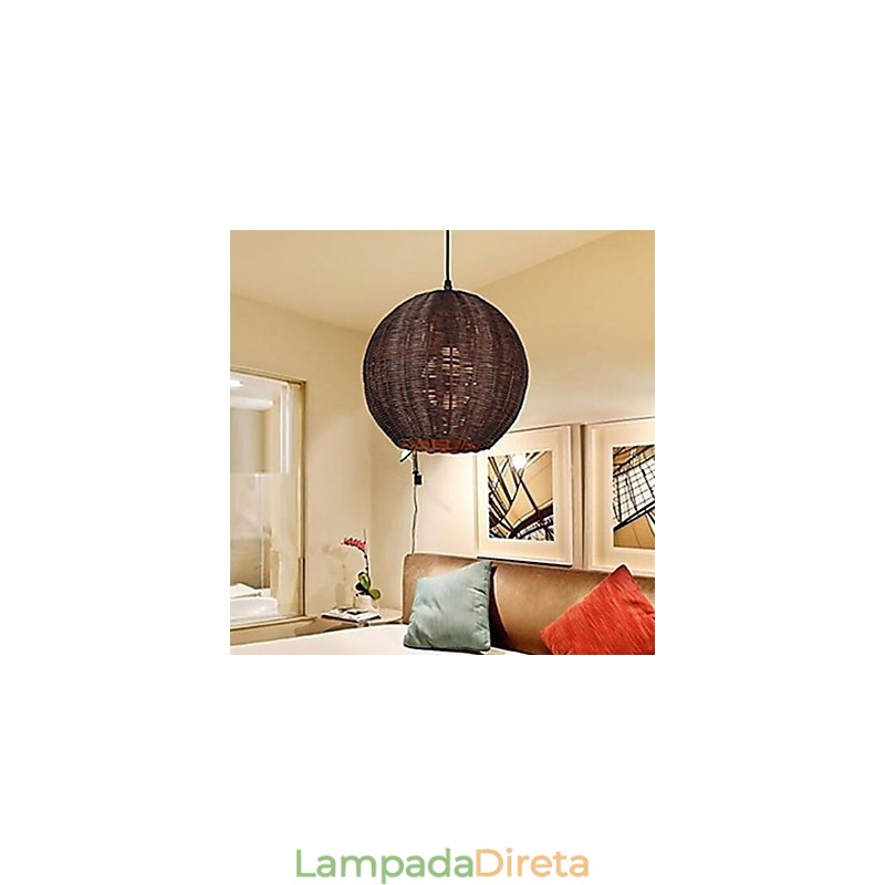 Luminária pendente de metal moderna e contemporânea com globo de país