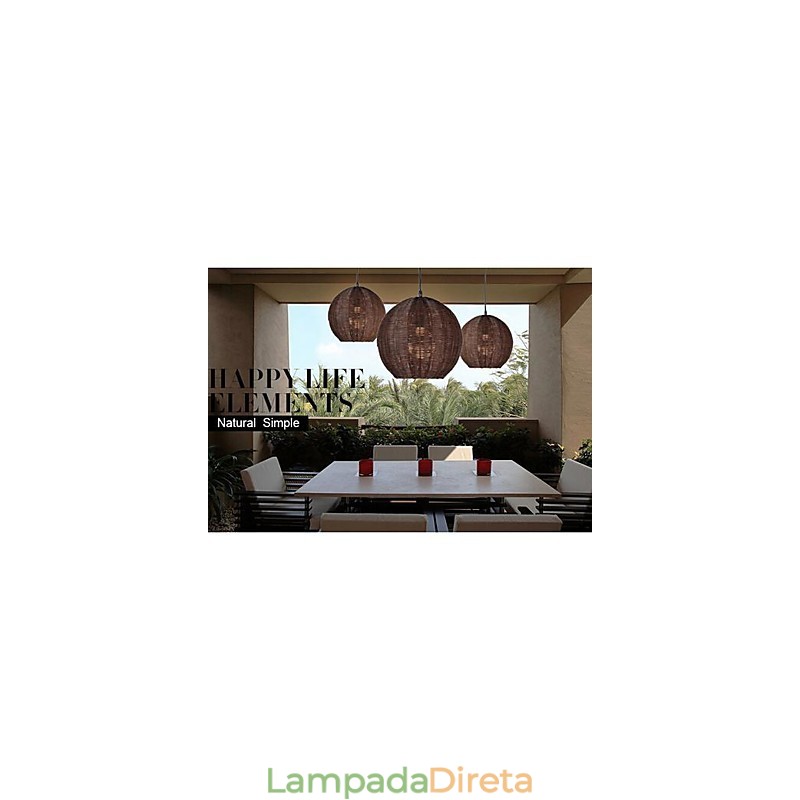 Luminária pendente de metal moderna e contemporânea com globo de país