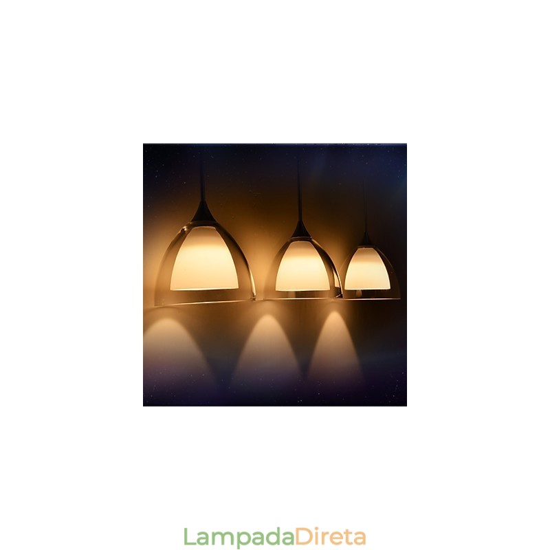 1 Luz Duas Camadas Pendente Ilha Luz Vidro Transparente Cromado Polido