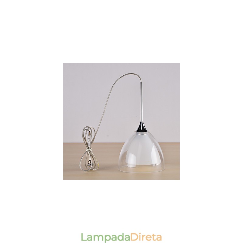1 Luz Duas Camadas Pendente Ilha Luz Vidro Transparente Cromado Polido