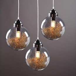 Moderno Contemporâneo Tradicional Clássico Vintage Lanterna Country Níquel Vidro Pingente Luz Jantar