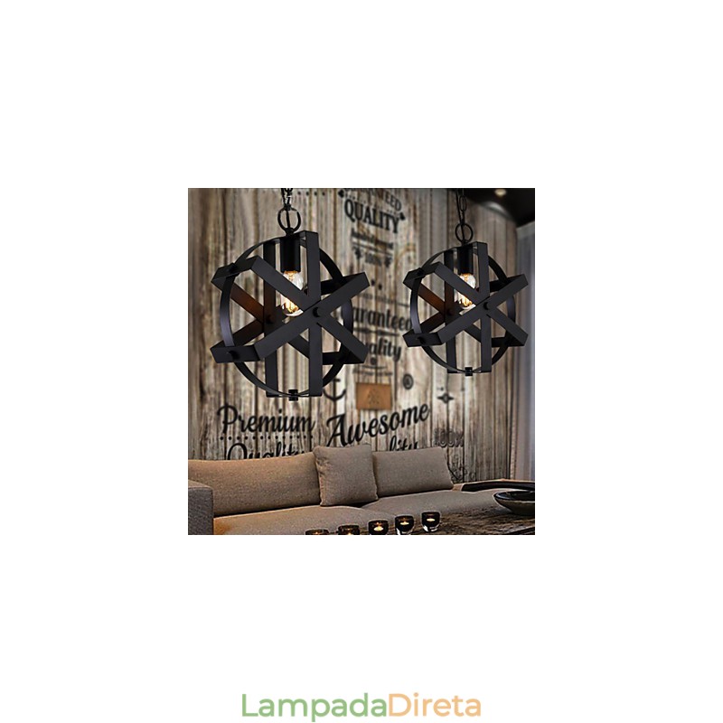 Lustre decorativo estilo vintage industrial redondo pendente loft decoração para casa
